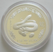 Australia 1 Dollar 2001 Lunar I Snake 1 Oz Silver Proof