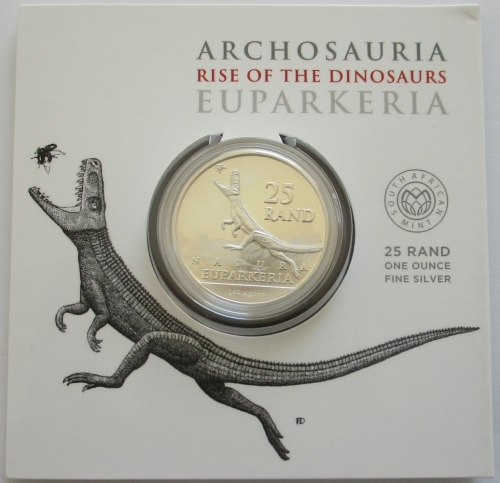 South Africa 25 Rand 2019 Rise of the Dinosaurs Euparkeria 1 Oz Silver