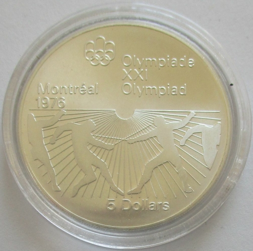 Canada 5 Dollars 1976 Olympics Montreal Fencing Silver