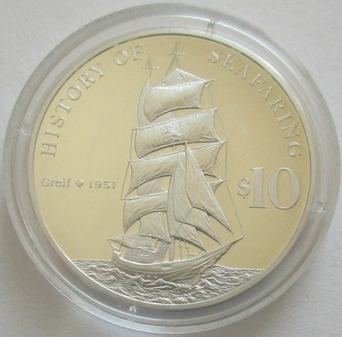 Nauru 10 Dollars 2008 Ships Greif Silver