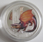 Tuvalu 1 Dollar 2014 Mythical Creatures Dragon