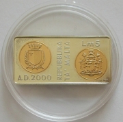 Malta 5 Liri 2000 Millennium Silver