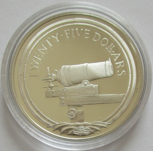 British Virgin Islands 25 Dollars 1988 Lost Treasures Cannon Silver