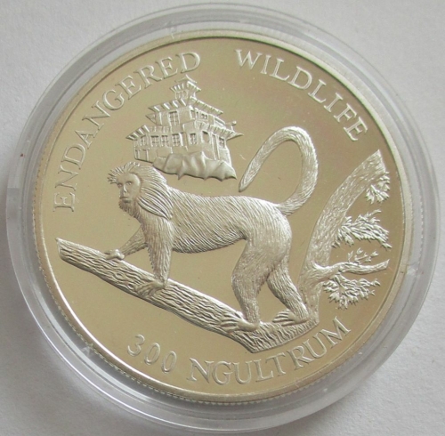 Bhutan 300 Ngultrum 1992 Wildlife Golden Langur Silver