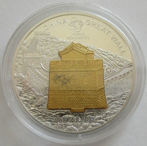 Cook Islands 10 Dollars 2007 World Monuments Great Wall 1 Oz Silver