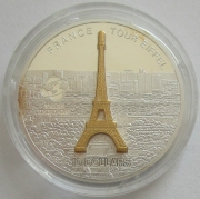 Cook Islands 10 Dollars 2007 World Monuments Eiffel Tower in Paris 1 Oz Silver