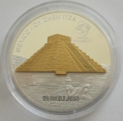 Cook Islands 10 Dollars 2007 World Monuments Chichen Itza 1 Oz Silver