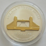 Nauru 10 Dollars 2005 European Monuments Tower Bridge in London 1 Oz Silver