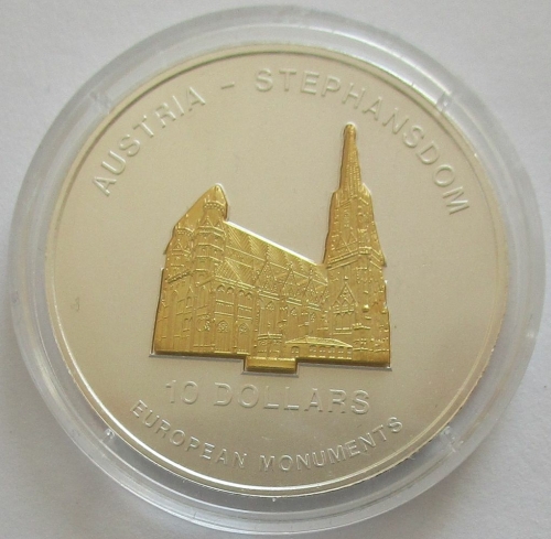 Nauru 10 Dollars 2005 European Monuments St. Stephens Cathedral in Vienna 1 Oz Silver