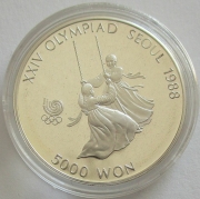 South Korea 5000 Won 1987 Olympics Seoul Swing 1/2 Oz Silver Proof