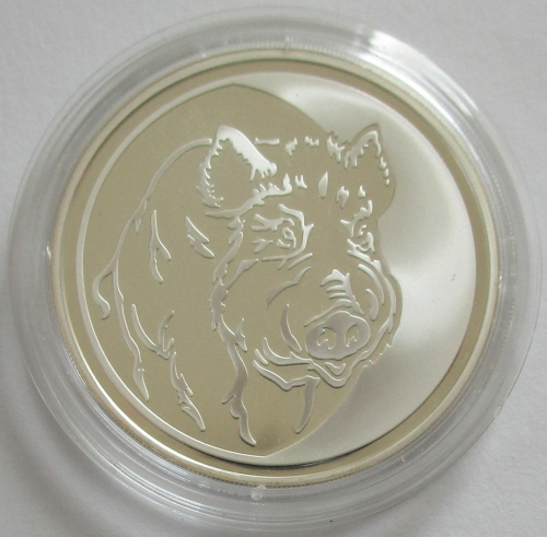 Russia 3 Roubles 2007 Lunar Pig 1 Oz Silver
