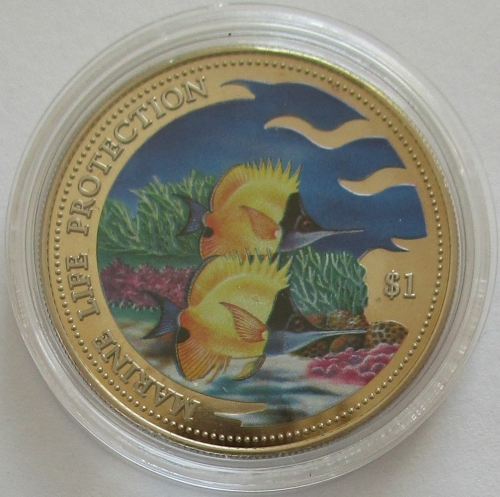 Salomonen 1 Dollar 2001 Marine Life Protection Falterfisch