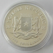 Somalia 1000 Shillings 2005 Elephant 1 Oz Silver