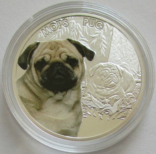 Niue 1 Dollar 2015 Mans Best Friends Dogs Pug Silver