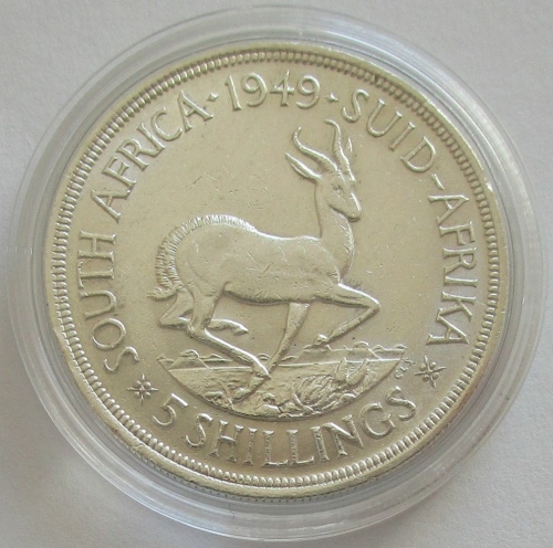 South Africa 5 Shillings 1949 Springbok Silver