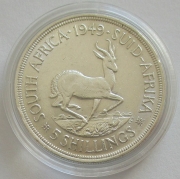 South Africa 5 Shillings 1949 Springbok Silver