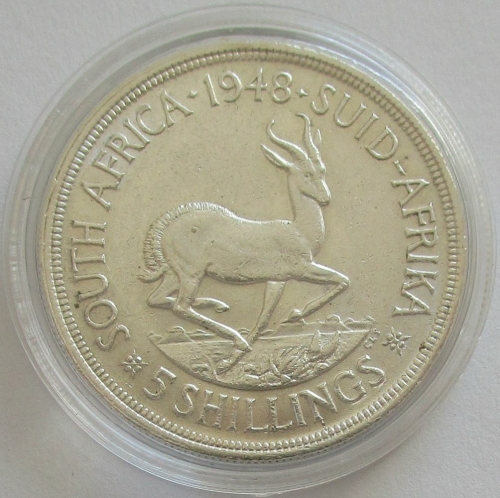 South Africa 5 Shillings 1948 Springbok Silver