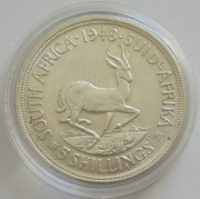South Africa 5 Shillings 1948 Springbok Silver