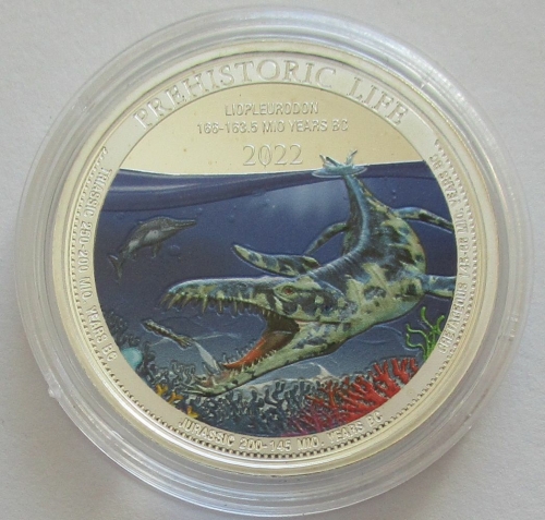 DR Congo 20 Francs 2022 Prehistoric Life Liopleurodon 1 Oz Silver Coloured