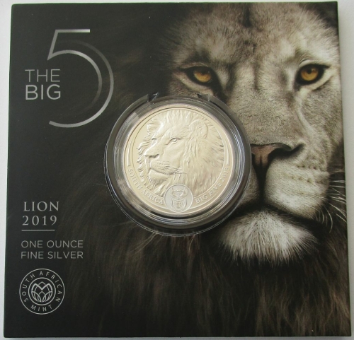South Africa 5 Rand 2019 Big Five I Lion 1 Oz Silver