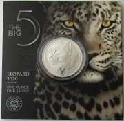 South Africa 5 Rand 2020 Big Five I Leopard 1 Oz Silver