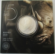 South Africa 5 Rand 2020 Big Five I Rhinoceros 1 Oz Silver