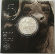 South Africa 5 Rand 2021 Big Five I Cape Buffalo 1 Oz Silver