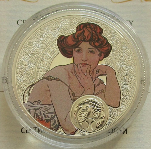 Niue 1 Dollar 2011 Zodiac by Alphonse Mucha Pisces / Fische