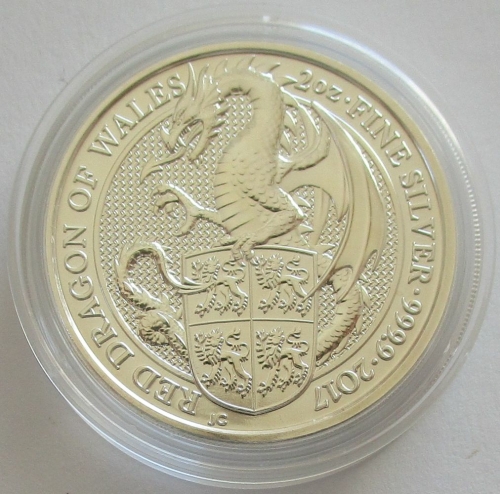 Großbritannien 5 Pounds 2017 Queens Beasts Red Dragon of Wales