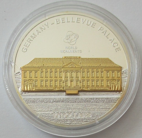 Cook Islands 10 Dollars 2010 World Monuments Bellevue Palace in Berlin 1 Oz Silver