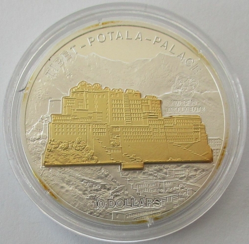 Cook Islands 10 Dollars 2010 World Monuments Potala Palace in Lhasa 1 Oz Silver