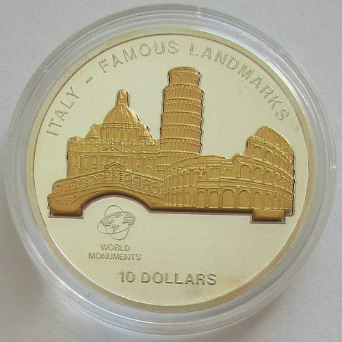 Cook Islands 10 Dollars 2011 World Monuments Italy 1 Oz Silver