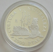 Spanien 2000 Pesetas 1996 Tiere Kantabrischer Braunbär