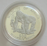 Zaire 500 Nouveaux Zaïres 1996 Tiere Gorilla