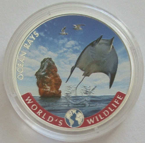 DR Congo 20 Francs 2023 Worlds Wildlife Giant Devil Ray 1 Oz Silver Coloured