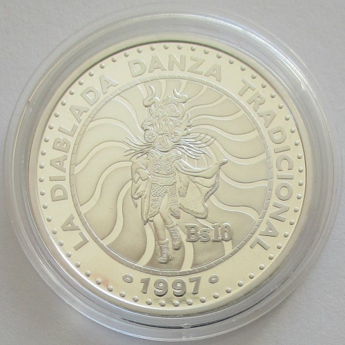 Bolivia 10 Bolivianos 1997 Ibero-America Dances Diablada Silver