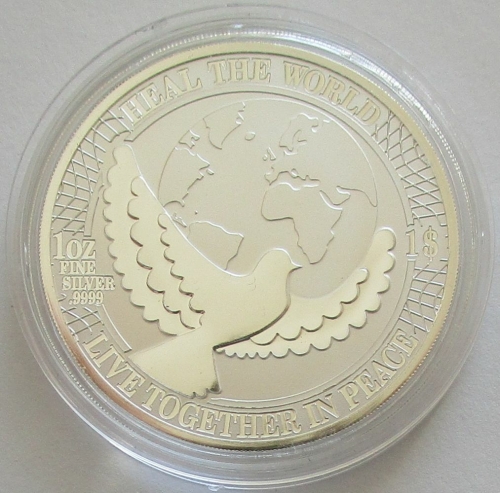 Cook Islands 1 Dollar 2022 Heal the World 1 Oz Silver