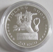 Finland 20 ECU 1997 Europa Aurora Borealis Silver