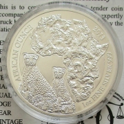 Rwanda 50 Amafaranga 2013 Wildlife Cheetah 1 Oz Silver Proof