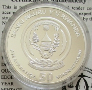 Rwanda 50 Amafaranga 2013 Wildlife Cheetah 1 Oz Silver Proof