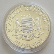 Somalia 100 Shillings 2012 Elephant 1 Oz Silver