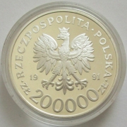 Polen 200000 Zlotych 1991 Olympia Albertville Ski Alpin