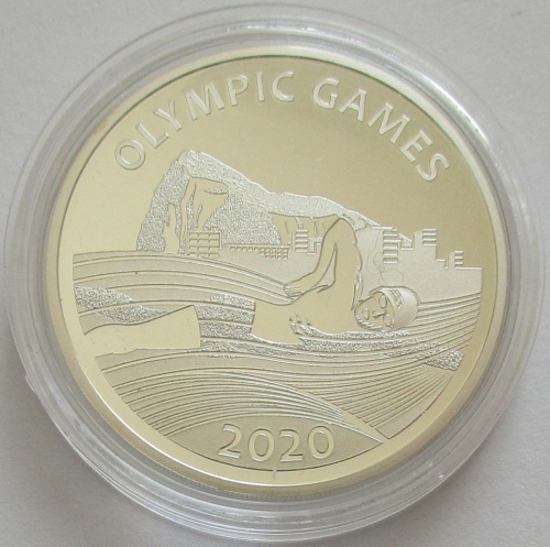 Gibraltar 1 Pound 2020 Olympics Tokyo Swimming Silver