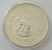 Nepal 100 Rupees 1981 FAO World Food Day Silver Proof