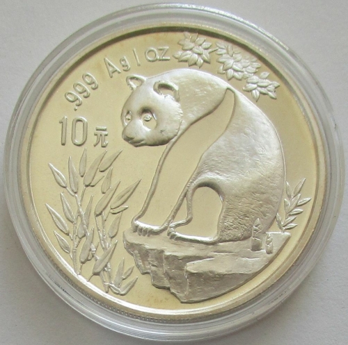 China 10 Yuan 1993 Panda Shanghai Mint (Large Date) 1 Oz Silver