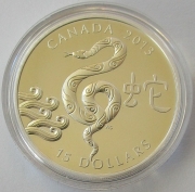 Canada 15 Dollars 2013 Lunar Snake 1 Oz Silver