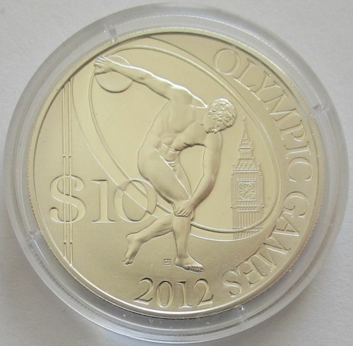 Solomon Islands 10 Dollars 2008 Olympics London Discus Throw Silver