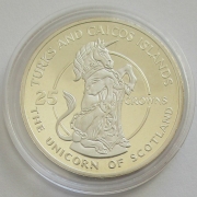 Turks & Caicos-Inseln 25 Crowns 1978 25 Jahre Krönung Queen Elizabeth II. Unicorn of Scotland