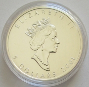 Canada 5 Dollars 2001 Maple Leaf Autumn Coloured 1 Oz Silver