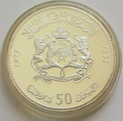 Morocco 50 Dirhams 1975 20 Years Independence Silver Proof